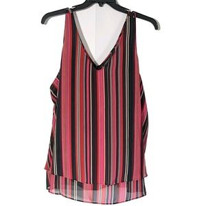 Lane Bryant Women's Size 24 Sleeveless Blouse Striped Double V Neck